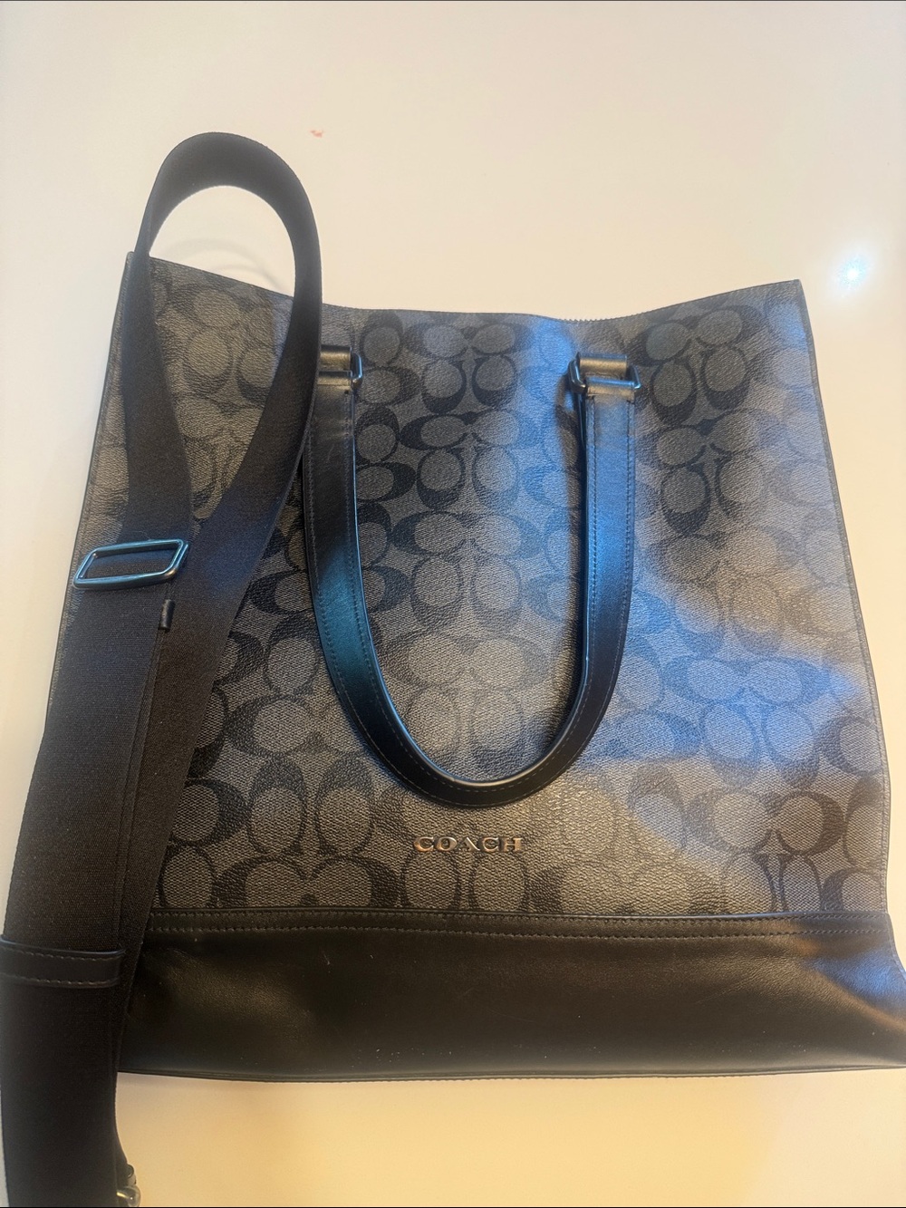 Coach Signature Canvas Tote in Black and Charcoal
